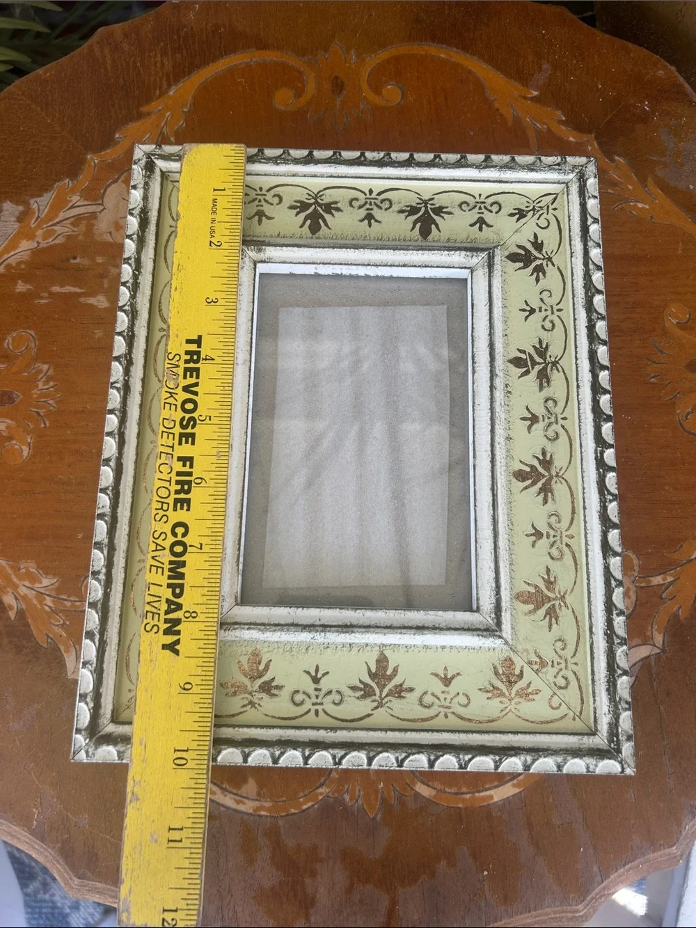 Picture Frame in Sage Green with Gold Leaf Accents